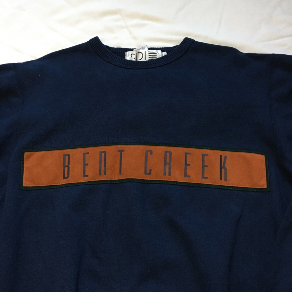 VTG 90s SDI Navy and Suede Bent Creek Golf Course Sweatshirt - Picture 7 of 11